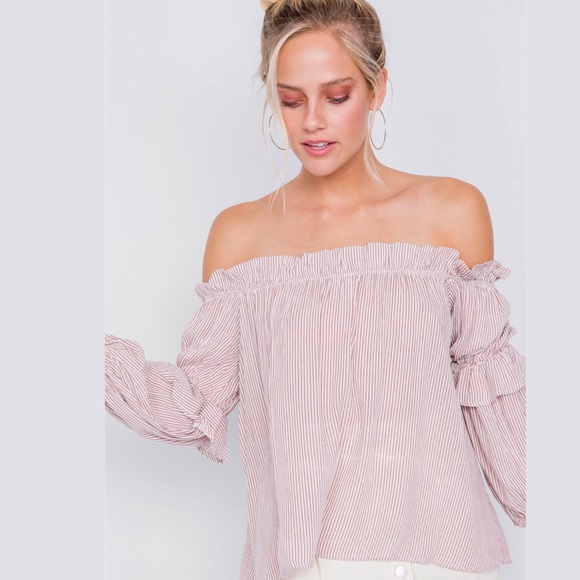 Sage Tops - ❤️HP! Off The Shoulder Stripe Blouse